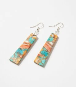Angular Turquoise And Spiny Oyster Earrings