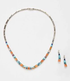 Multi Color Turquoise Inlay Necklace & Earring Set -Karen Kane Store JEWERLY 16 3168