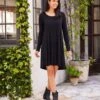 Long Sleeve Maggie Trapeze Dress -Karen Kane Store L13426 BLK 00