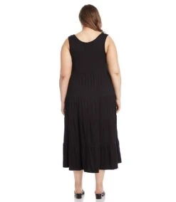 Plus Size Tiered Midi Dress -Karen Kane Store L13433W black 003 82031206 cadc 4fc4 b60f 538a687bd44e