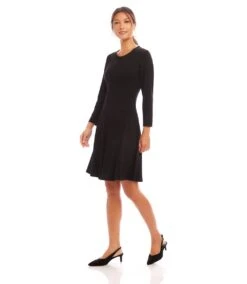 Petite Size 3/4 Sleeve Fit & Flare Dress -Karen Kane Store L14008P BLK karenkane 2025 Spring 00 2