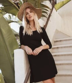 Three Quarter Sleeve A-Line Dress 17 Three Quarter Sleeve A-Line Dress -Karen Kane Store L14174 C 29399079 c0ec 4c38 a59b 023beb5d22a8