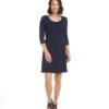 Petite Size Three Quarter Sleeve A-Line Dress