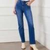 Raw Hem Straight Jeans -Karen Kane Store L48144 DEN 0543