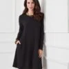 Long Sleeve Travel Jersey Dress -Karen Kane Store L51501 BLK 0245