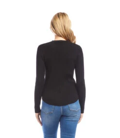 Ribbed Crewneck Sweater -Karen Kane Store L89134 BLK karenkane 2025 fall 00 3