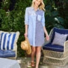 Long Sleeve Mixed Stripe Shirtdress -Karen Kane Store Shot 25 03438