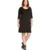 Plus Size Three Quarter Sleeve A-Line Dress 1 Plus Size Three Quarter Sleeve A-Line Dress -Karen Kane Store black 2 zoom b558f33c 4e97 47ab bd8e a1c4795ea6d6