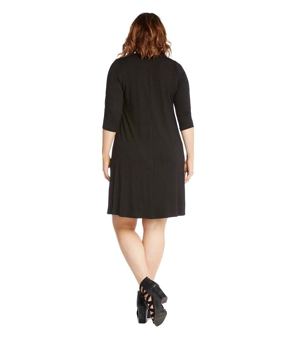 Plus Size Three Quarter Sleeve A-Line Dress 5 Plus Size Three Quarter Sleeve A-Line Dress - Image 3