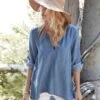 Asymmetric Hem Wrap Top -Karen Kane Store chambray 1 zoom f334894a a62f 451c 90ab 37f110bd9c08
