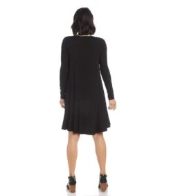 Long Sleeve Maggie Trapeze Dress -Karen Kane Store karenkane 2021 fall L13426 BLK 002 3678f413 dab2 417c 89d1 13aedf3b7ce8