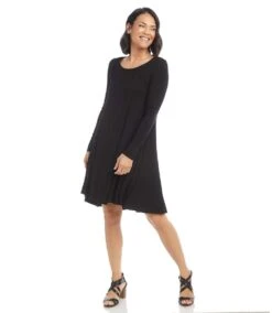 Long Sleeve Maggie Trapeze Dress -Karen Kane Store karenkane 2021 fall L13426 BLK 004 787e99b8 2e86 4af5 a10b 369d7596b7bf