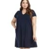 Plus Size Quinn V-Neck Pocket Dress -Karen Kane Store karenkane 2021 spring L14244W NAV 001 2a732a9c 4632 4fea 800a db873a510e7f