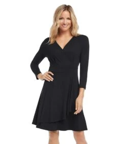 Faux Wrap Drape Dress -Karen Kane Store karenkane 2021 winter 3L95576 BLK 001 9720b074 ddc3 448b 83c2 651a5825df42