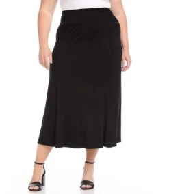 Plus Size Maxi Skirt -Karen Kane Store karenkane 2022 fall L13036W BLK 004