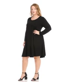 Plus Size Long Sleeve Maggie Dress -Karen Kane Store karenkane 2022 winter 4L13233W BLK 005