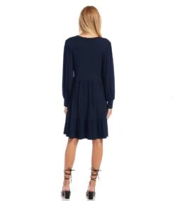 Long Sleeve Tiered Dress -Karen Kane Store karenkane 2023 spring 1L13126 NAV 002