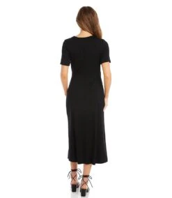 Petite Size Faux Wrap Midi Dress -Karen Kane Store karenkane 2023 spring 1L13127P BLK 003