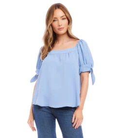 Petite Size Square Neck Top 8 Petite Size Square Neck Top -Karen Kane Store karenkane 2023 spring 1L78205P BLU 001