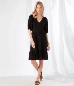 Puff Sleeve Tiered Dress -Karen Kane Store karenkane 2023 summer 2L13018 BLK 008