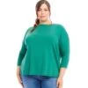 Plus Size 3/4 Sleeve Boatneck Top -Karen Kane Store karenkane 2024 fall 3L05516W GLS 001
