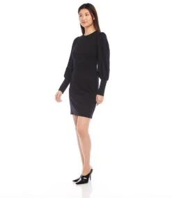 Petite Size Bishop Sleeve Dress -Karen Kane Store karenkane 2024 fall 3L08701P BLK 00 2