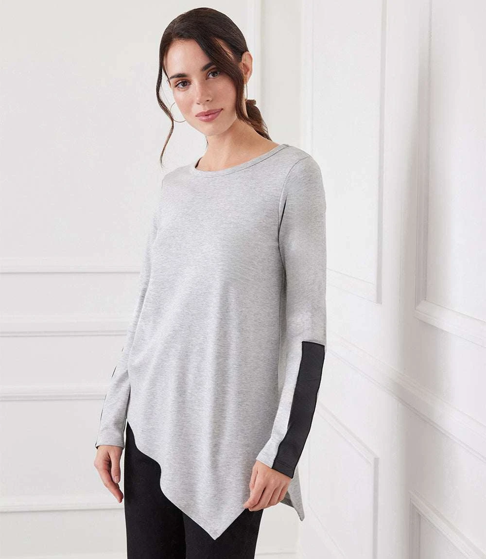 Vegan Leather Trim Top 3 Vegan Leather Trim Top