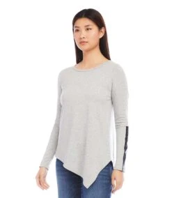 Vegan Leather Trim Top 9 Vegan Leather Trim Top -Karen Kane Store karenkane 2024 fall 3L10200 HEA 00 2