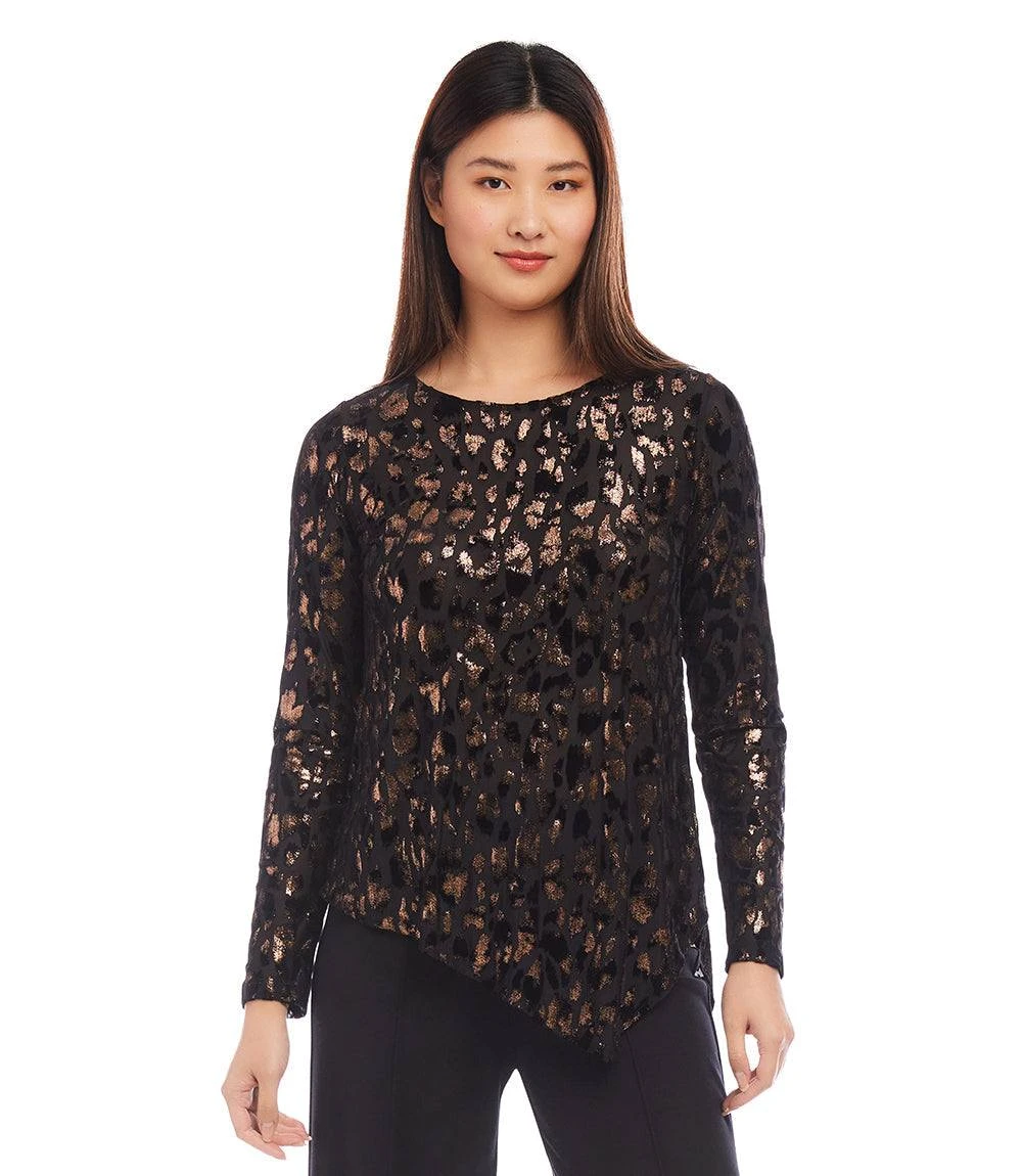 Petite Size Velvet Burnout Asymmetric Top 4 Petite Size Velvet Burnout Asymmetric Top - Image 2