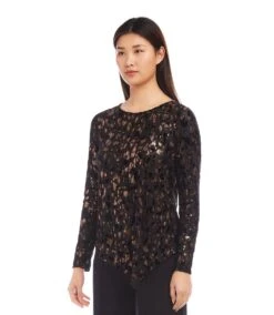 Petite Size Velvet Burnout Asymmetric Top 9 Petite Size Velvet Burnout Asymmetric Top -Karen Kane Store karenkane 2024 fall 3L10700P COP 00 2