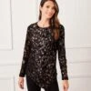 Petite Size Velvet Burnout Asymmetric Top -Karen Kane Store karenkane 2024 fall 3L10700P COP 00 4