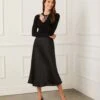 Satin Bias Cut Midi Skirt -Karen Kane Store karenkane 2024 fall 3L11800 BLK 000