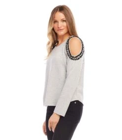 Embellished Sweatshirt -Karen Kane Store karenkane 2024 fall 3L24006 LHG 00 2