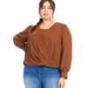 Plus Size Drape Front Top -Karen Kane Store karenkane 2024 fall 3L25009W COG 00 1
