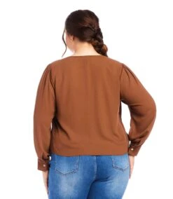 Plus Size Drape Front Top -Karen Kane Store karenkane 2024 fall 3L25009W COG 00 3