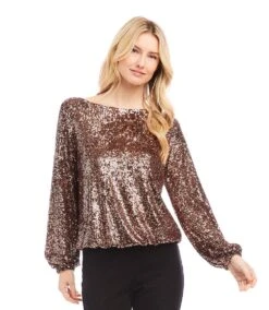 Sequin Boatneck Top 10 Sequin Boatneck Top -Karen Kane Store karenkane 2024 fall 3L30500 COP 00 1