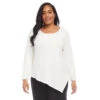 Plus Size Long Sleeve Asymmetric Top 1 Plus Size Long Sleeve Asymmetric Top -Karen Kane Store karenkane 2024 fall 3L57509W IVO 001