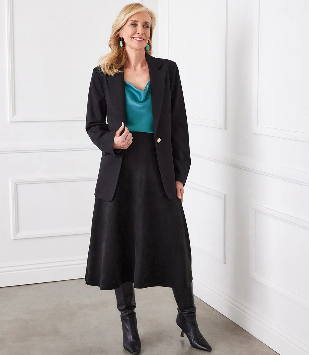 Petite Size Faux Suede Midi Skirt 3 Petite Size Faux Suede Midi Skirt