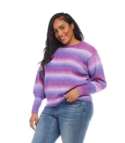 Plus Size Blouson Sleeve Sweater -Karen Kane Store karenkane 2024 fall 3L89791W LAV 002