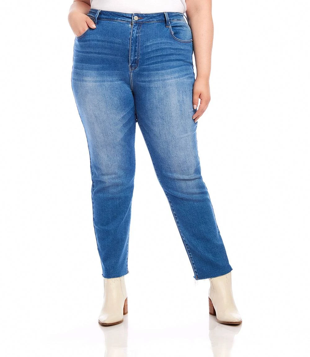 Plus Size Raw Hem Straight Jeans 3 Plus Size Raw Hem Straight Jeans