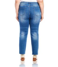 Plus Size Raw Hem Straight Jeans 8 Plus Size Raw Hem Straight Jeans -Karen Kane Store karenkane 2024 fall L48144W DEN 003