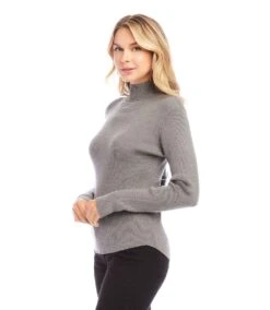 Ribbed Turtleneck Sweater -Karen Kane Store karenkane 2024 fall L89000 GRA 002