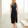 Sleeveless Faux Wrap Midi Dress