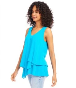 Layered Tank -Karen Kane Store karenkane 2024 summer 1L55188 BLU 002 b59a53dc 60d3 48bf 8c4e 28d038a4bde6