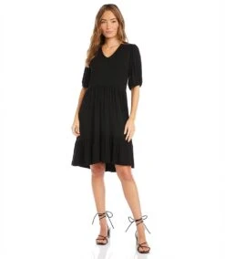Puff Sleeve Tiered Dress -Karen Kane Store karenkane 2024 summer 2L13018 BLK 003