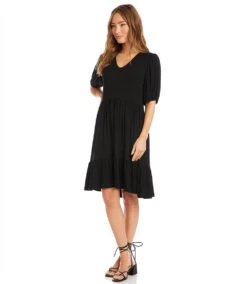 Puff Sleeve Tiered Dress -Karen Kane Store karenkane 2024 summer 2L13018 BLK 004