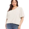 Plus Size Sleeve Puff Sleeve Top -Karen Kane Store karenkane 2024 summer 2L25424W IVO 001