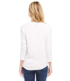 Petite Size Three Quarter Sleeve Side-Tie Top 10 Petite Size Three Quarter Sleeve Side-Tie Top -Karen Kane Store karenkane 2024 summer L05506P OWH 003