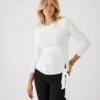 Petite Size Three Quarter Sleeve Side-Tie Top -Karen Kane Store karenkane 2024 summer L05506 OWH 000