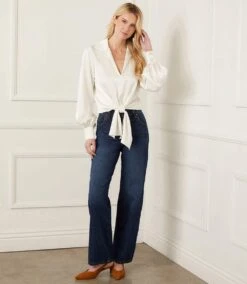 Satin Tie Front Top -Karen Kane Store karenkane 2024 winter 4L11814 CRE 00